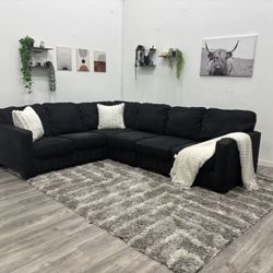 Black Sectional Couch - Free Delivery 