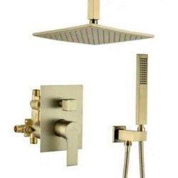 Luxury Concealed Shower System Sturdy Solid Brass In Brushed Gold