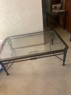 Wrought Iron Coffee Table Glass 3 pc. set