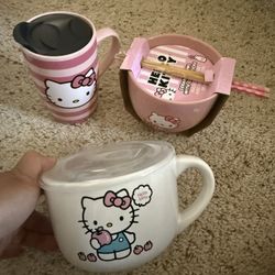 Hello Kitty Mug Bowls Chopstick