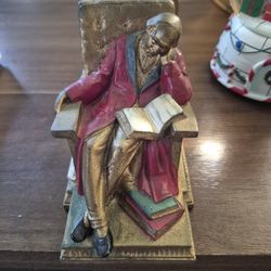 1920s Antique Kronheim & Oldenbusch K O Sleeping Scholar Bookends Cast Metal