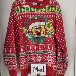 Adult Medium SpongeBob Christmas Ugly Sweater 