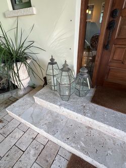 Vintage - Brass and cut glass candle lanterns