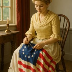 Avon USA 1970s Empty Figural Betsy Ross Sonnet Cologne Decanter, 5.5”