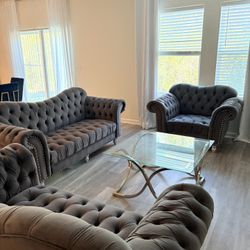 Modern Glam 3 - Piece Velvet Living Room Set