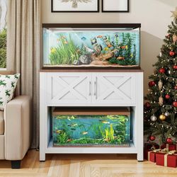 Heavy Duty Metal Aquarium Stand with Power Outlets, Cabinet for Fish Tank Accessories Storage - Suitable for 40-50 Gallon Fish Tank Stand, Turtle, Rep