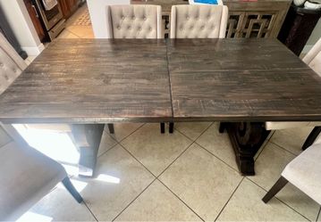 Dining set with wood table and 6 chairs