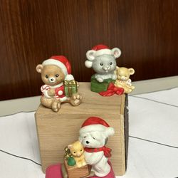 Home interiors Vintage Porcelain Bears & Dog with Cat Figurines