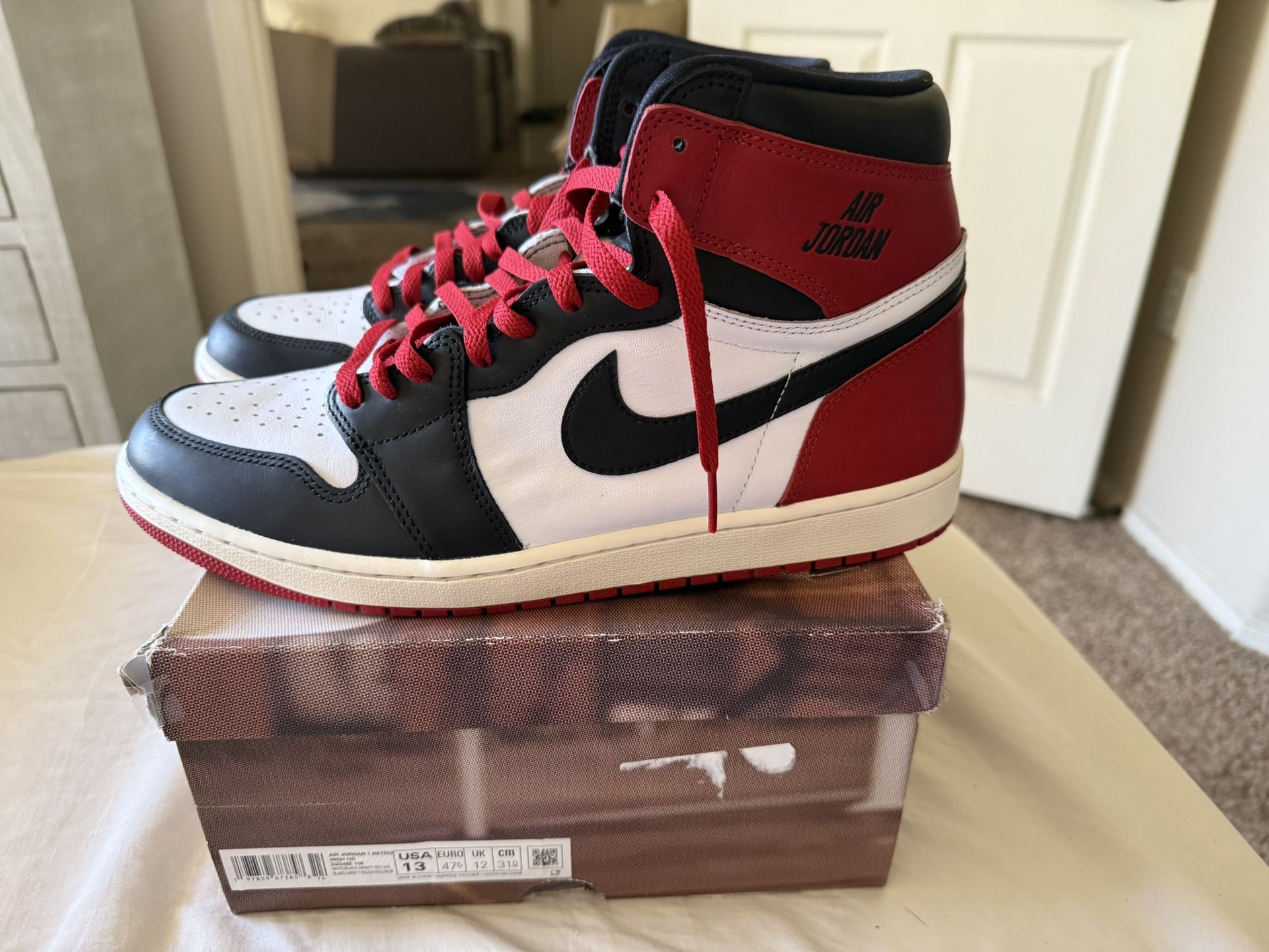 Retro Jordan 1 Black Toe Reimagined Size 13
