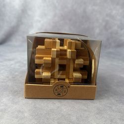 Bamboo Brain Teaser Puzzle 3D Wooden Interlocking Puzzle Toy