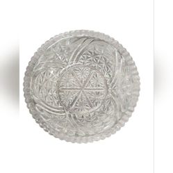 Vintage Anchor Hocking Stars and Bars Clear Pressed Glass Serving Bowl