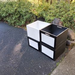 4 Wood Boxes Crates Bins