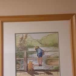 3 Walt Disney Classic Winnie the Pooh 100 Acre Wood Nursery 8x8 Prints Wood Framed 15x15