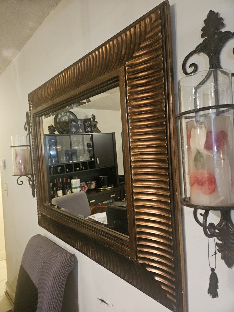 Decorative Wall Mirror with Candle Holders