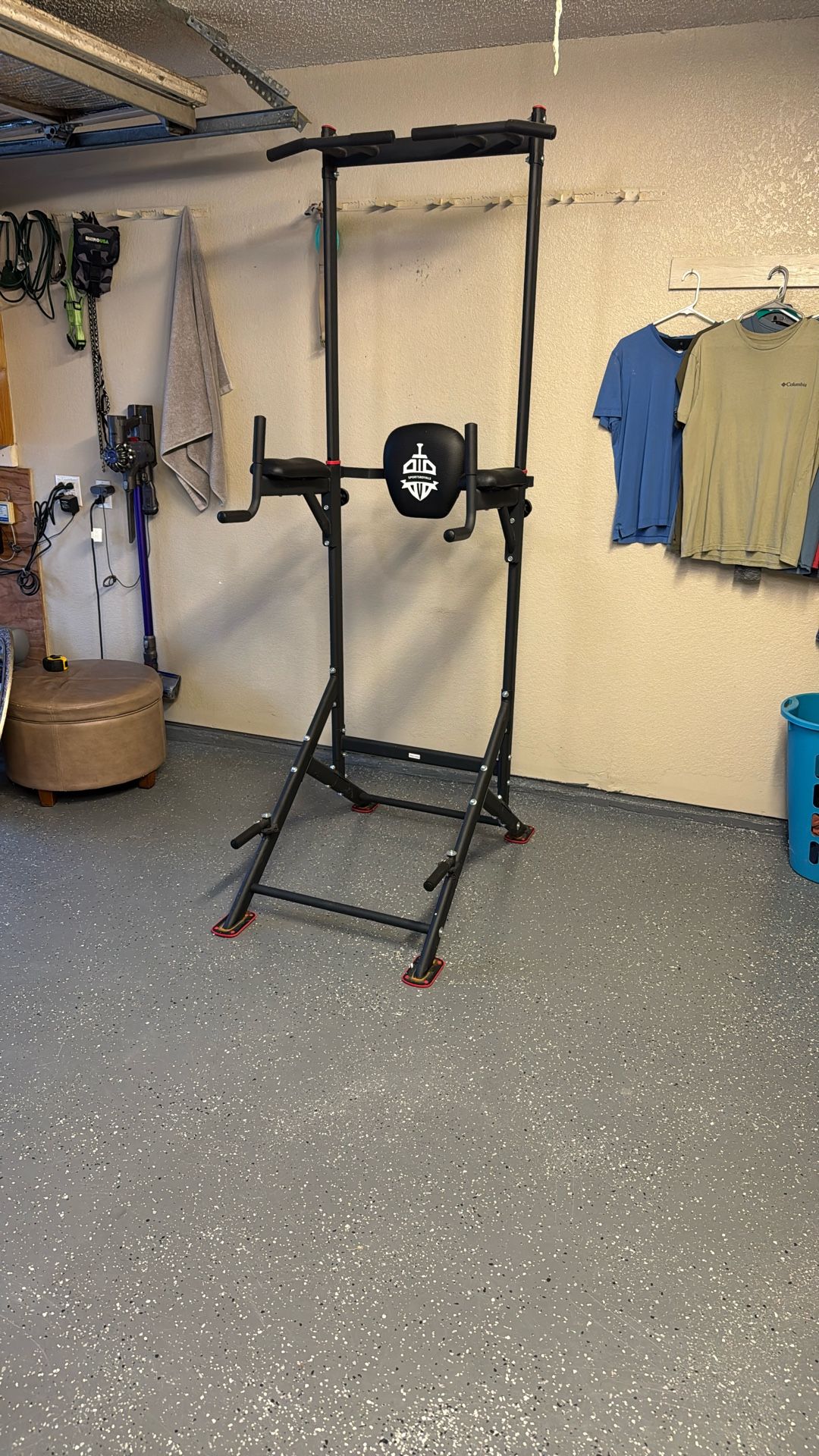 Sportsroyals Power Tower Pull Up Bar Station, 450LBS Stable Pull Up Dip Station for Home Gym Strength Training Equipment