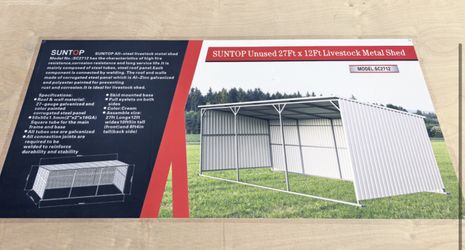 New 27ft X 12ft Complete Metal Barn Shed Carport 