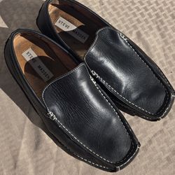 Steve Madden Mens Novo Driving Loafer Shoes Black Leather Slip-On US 8.5/ 42