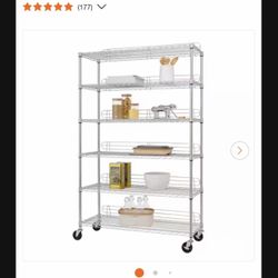 EcoStorage Chrome 6- Tier Rolling Steel Wire Shelving Unit
