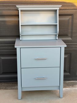 Blue 2-Drawer Nightstand + Matching Wall Shelf’s