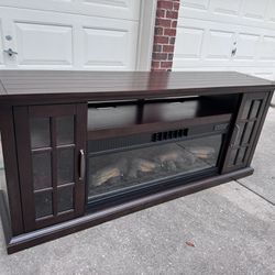 TV Console With 2-in-1 Fireplace And Fan