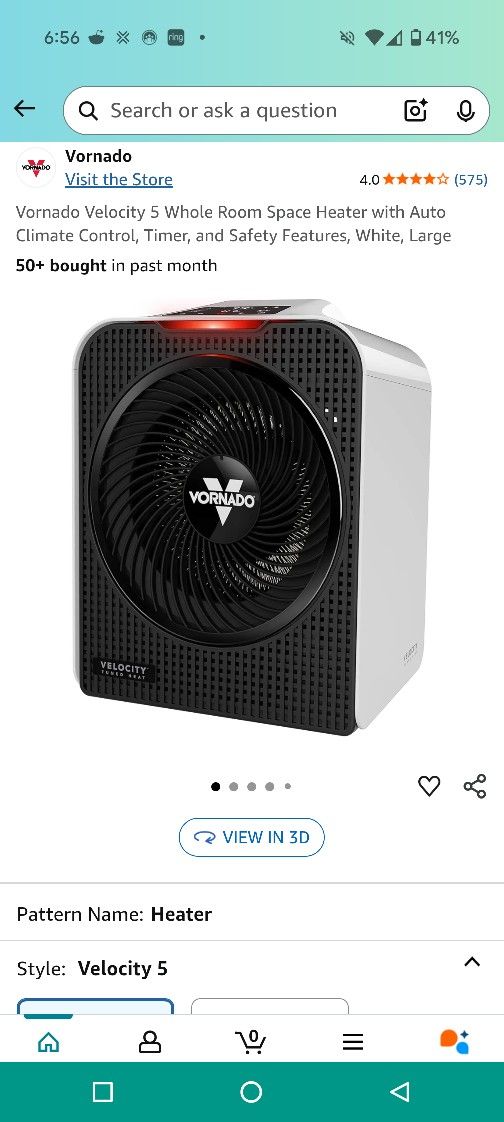 Vornado Velocity Whole Room Space Heater with Auto Climate