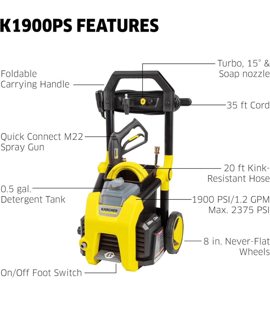 Kärcher K1900PS Max 2375 PSI Electric Pressure Washer