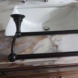 Bronze Doulbe Towel Rack With Brackets 
