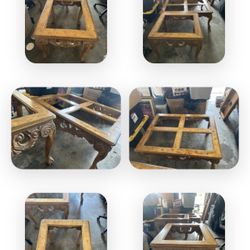 Living room Table Set ( Glass Included) Please See Pictures For Description)