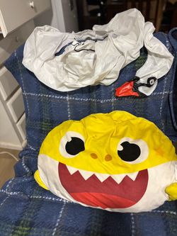 Free baby, shark pillow, and inflatable swan