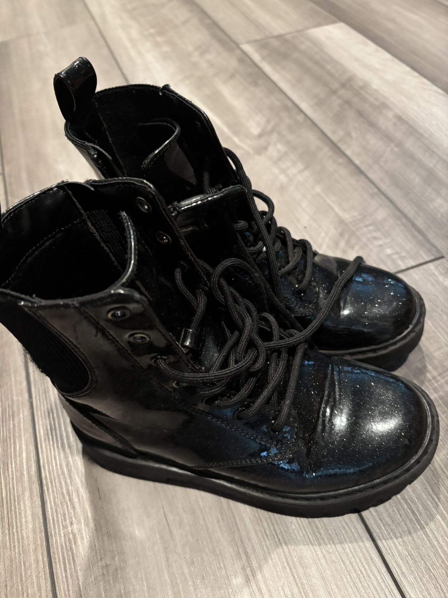 Girls Black Sparkle Boots Size 1