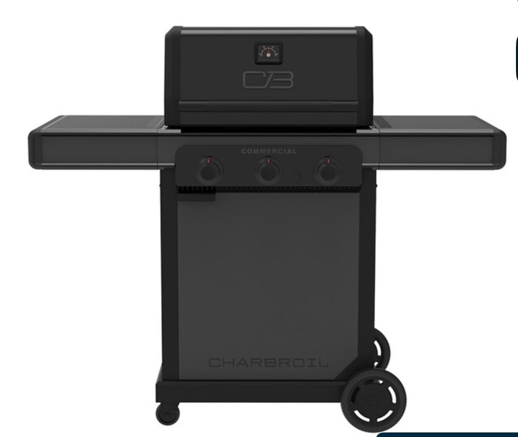 Commercial Series Grill and Griddle Combo Black 3-Burner Infrared Liquid Propane and Natural G...