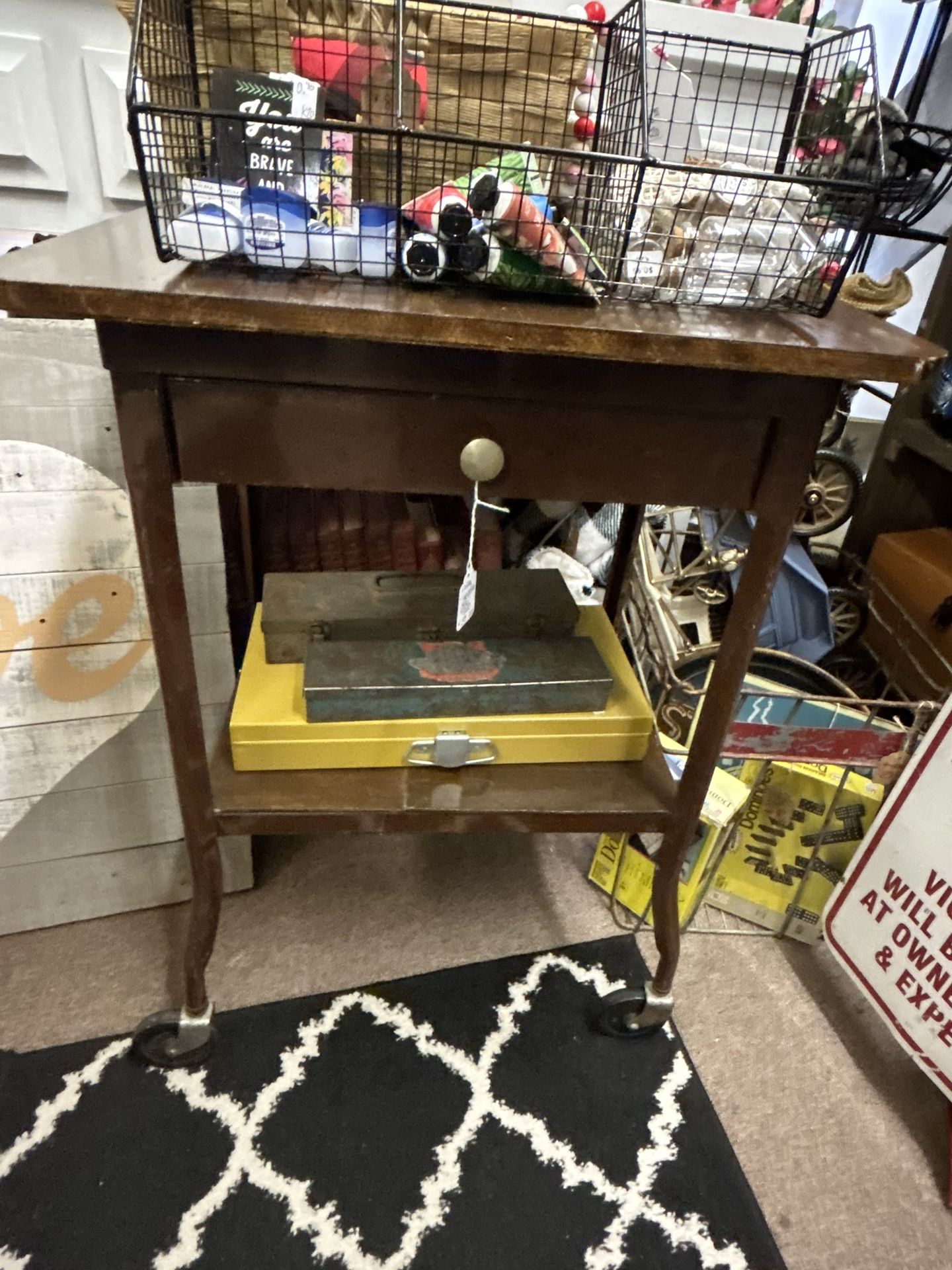 Vintage Metal Typewriter Desk on Casters
