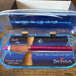 New Vintage Sensa by Willat Comfort Gel Ballpoint Pen Pink with Box and Case 