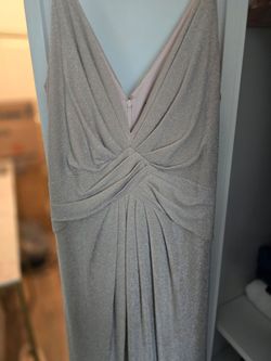 Adrianna Papell Silver Shimmer Evening Dress
