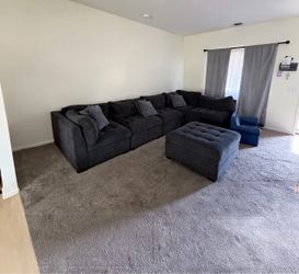 Dark Gray Sectional Sofa with Ottoman