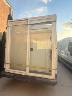Double Sliding Patio Door with Internal Mini Blinds