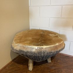 Large Leather Cow Hide Coffee Table / Drum