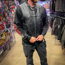 Men’s Leather Motorcycle Vest