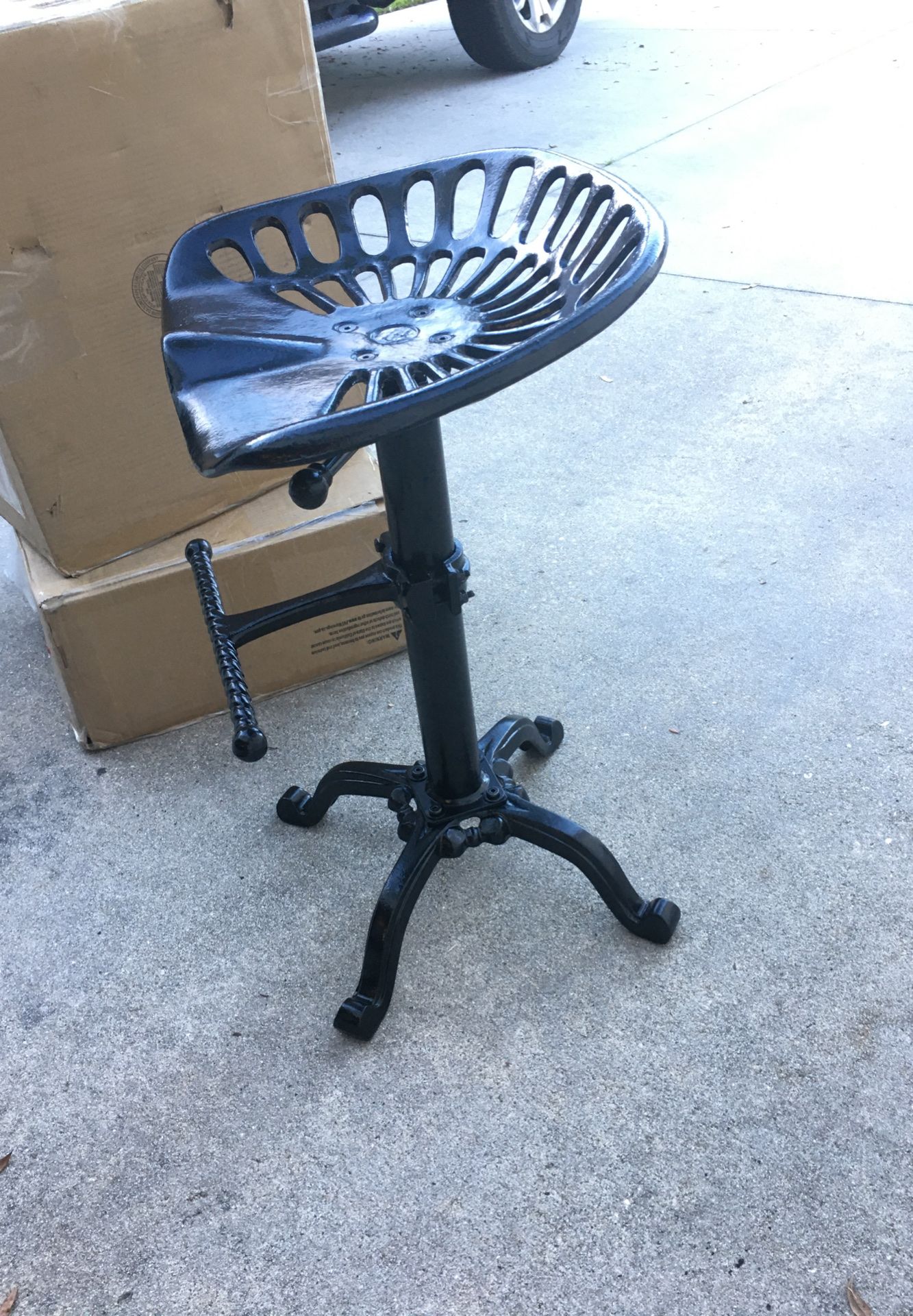 Metal Stool Black. Tractor Seat Style