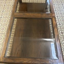 Solid Wood Coffee Table with Glass Inserts