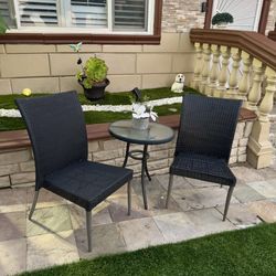 Rattan Patio Set 3 Pieces Outdoor Furniture