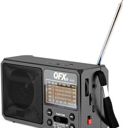QFX R-37 6-Band (AM, FM, SW1 - SW4) Bluetooth LED Flashlight Solar Radio 