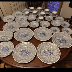 Adams Ironstone Chinese Bird 42 Piece Porcelain Set Beautiful Condition 