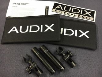 Pair of Audix Scx1 condenser mic's with storage bags and stand clips included