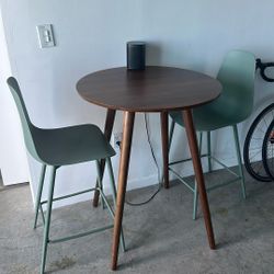 Article Seno Round Bar Table (Walnut) & Article Svelti Bar Stools