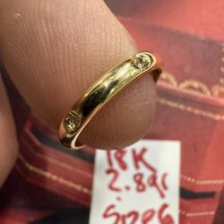 18K Solid Gold Wedding Ring With 5 Natural Diamonds 💎 2.8Gr Size 6