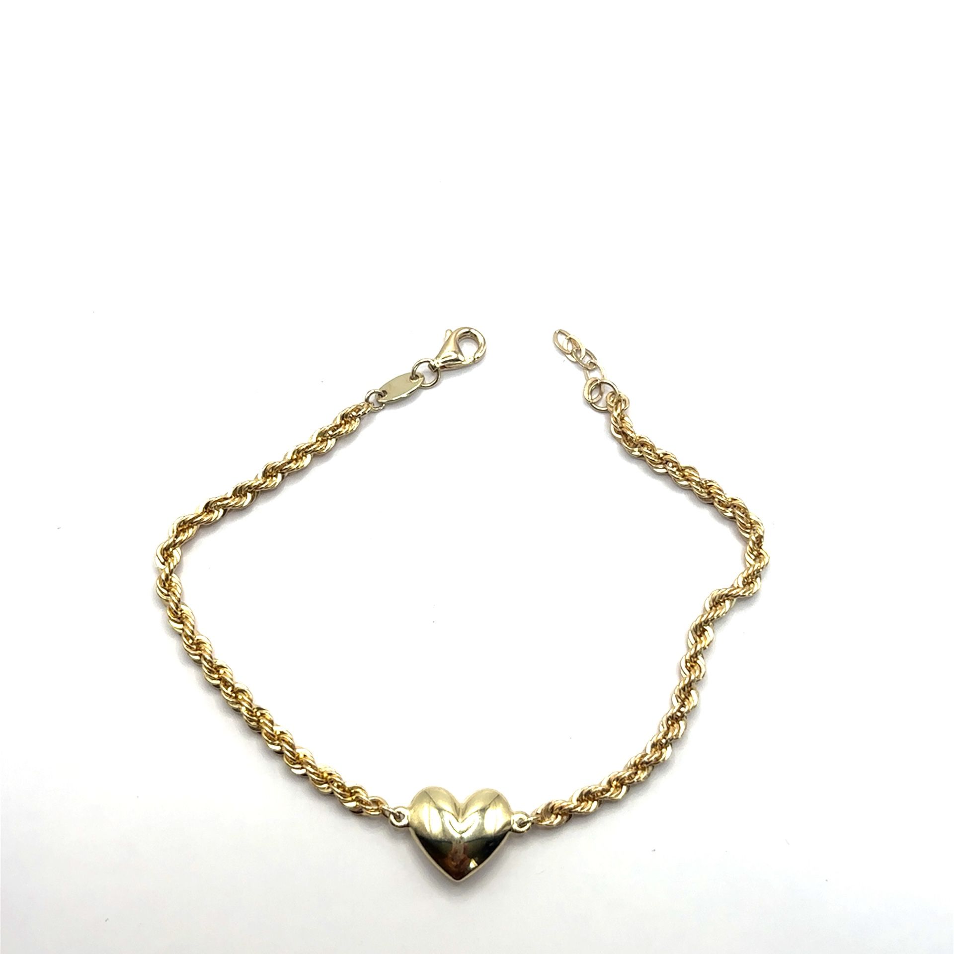 10kt Gold Rope Bracelet With Heart