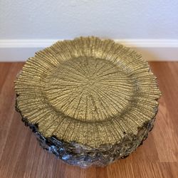 Glass Gold Leaf Charger Plates 