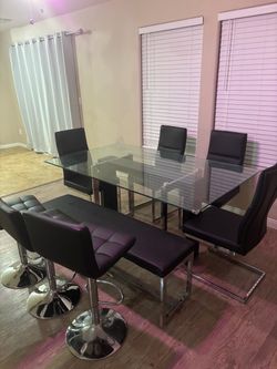 Glass table and chairs