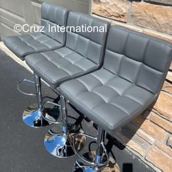 New 3 Gray Bar Stools 